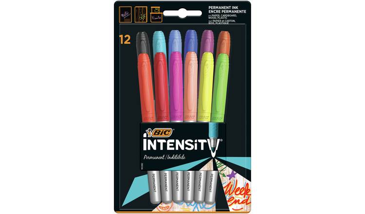 BIC Marking Permanent Markers Medium Bullet Tip - Assorted Pastel and  Intense Colours, Pot of 10 BIC