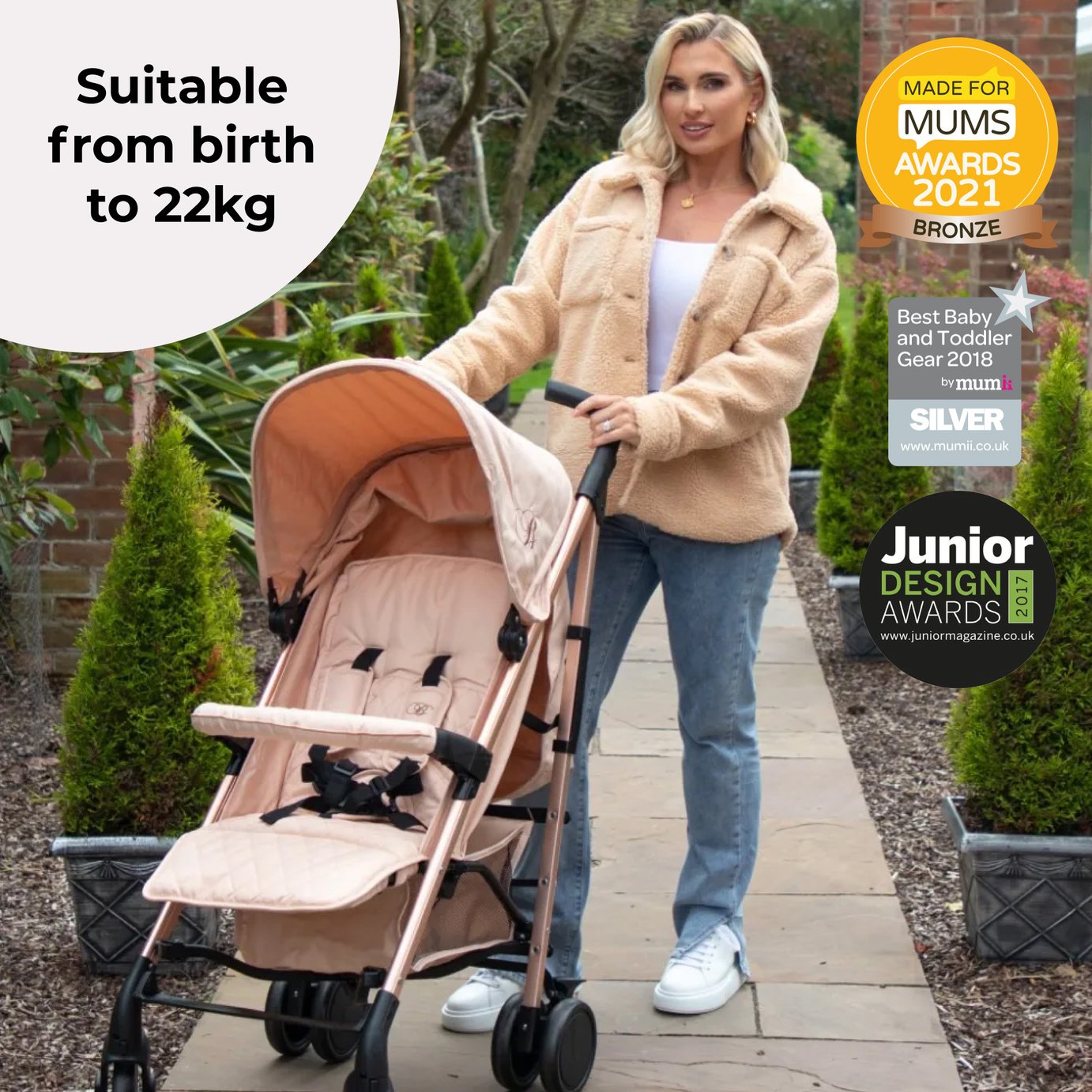 billie faiers mb51 rose gold and blush stroller