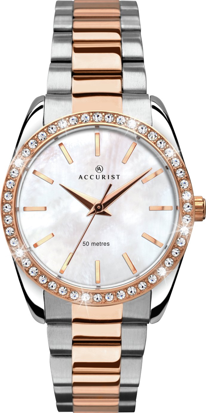 Accurist Ladies Two Tone Stone Set Bracelet Watch