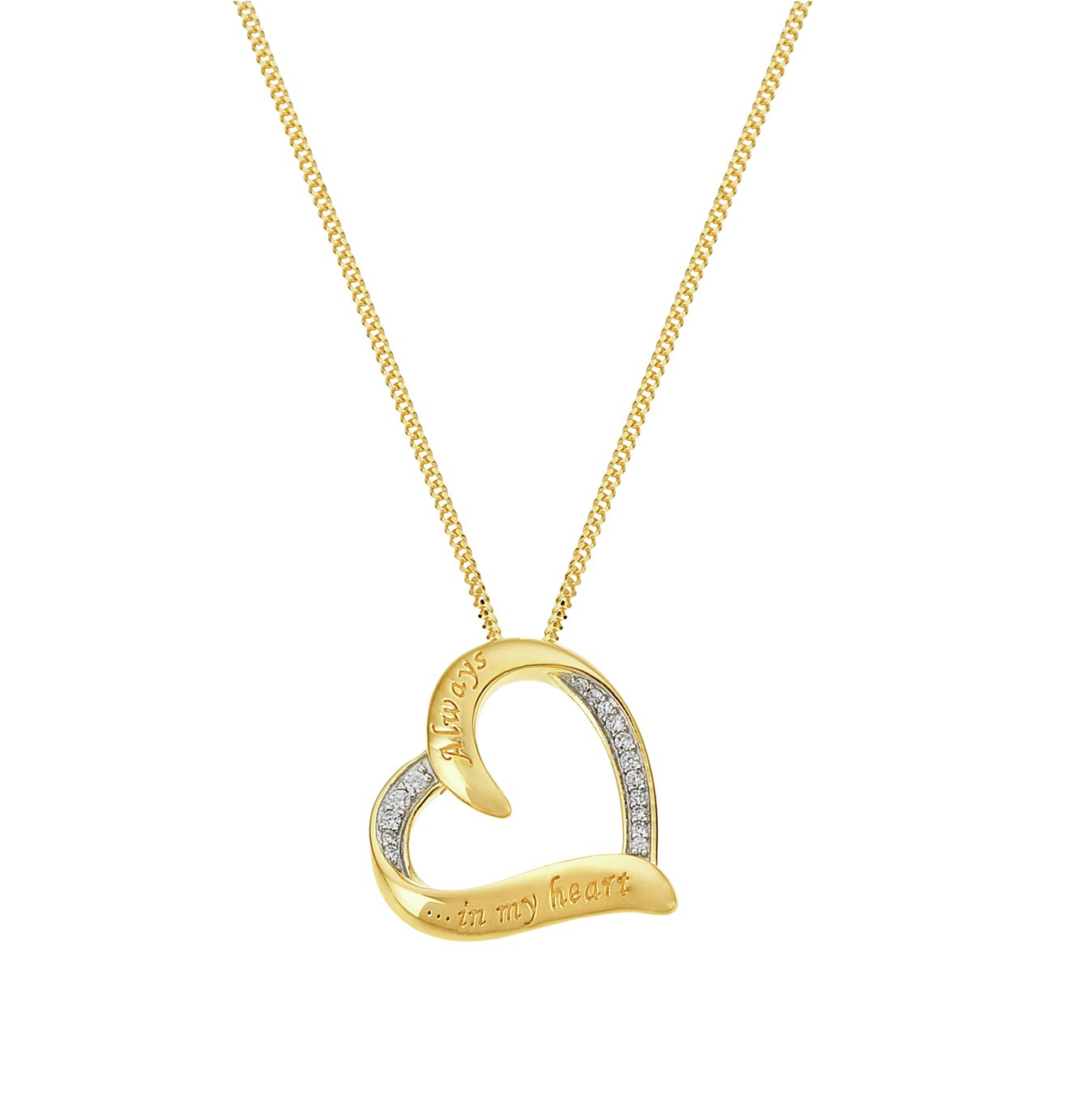 Moon & Back Silver Heart Message Pendant Necklace