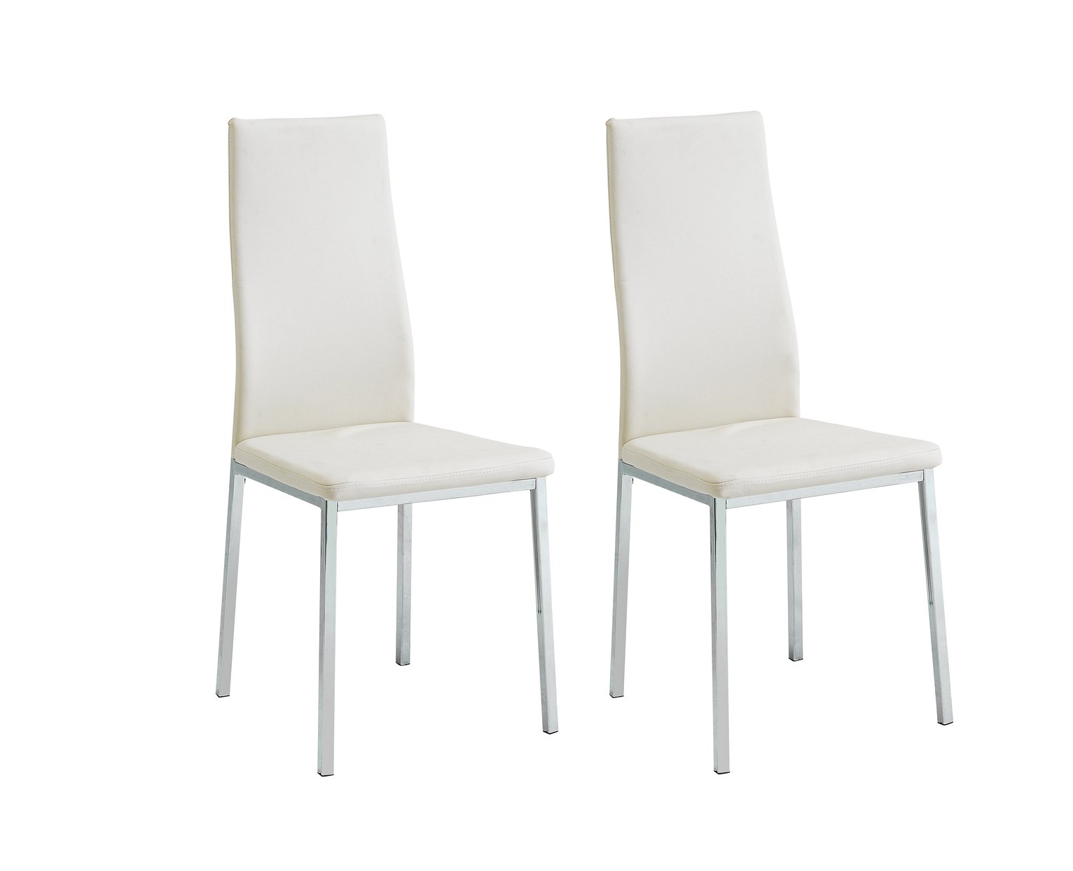 Argos Home Tia Pair of Chrome and White Dining Chairs