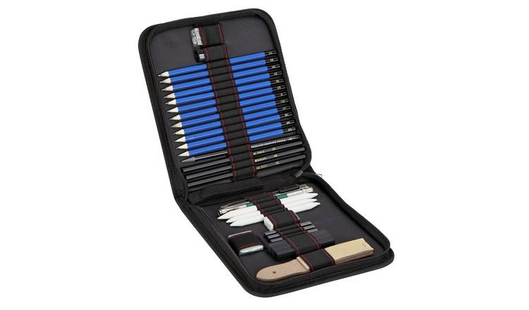 Professional Art Kit 33pcs Drawing and Sketch Pencils Erasers Bag Sketchpad  Set for sale online