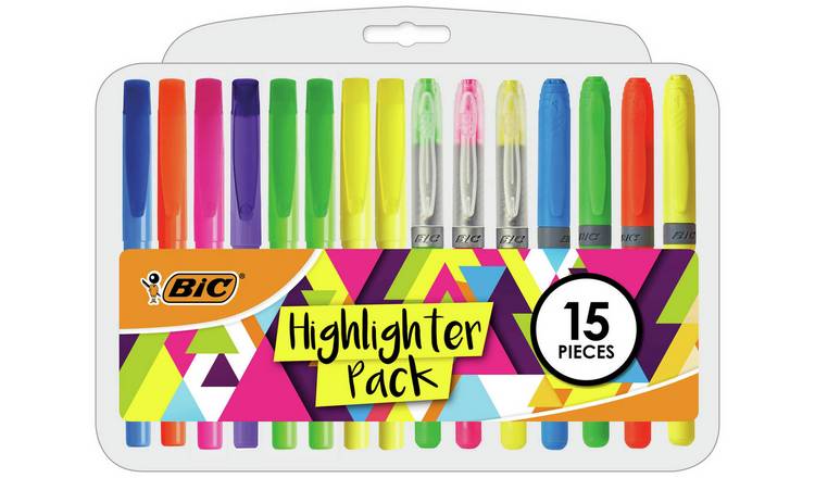 BIC Highlighter Set with Durable Case - Pack of 15 