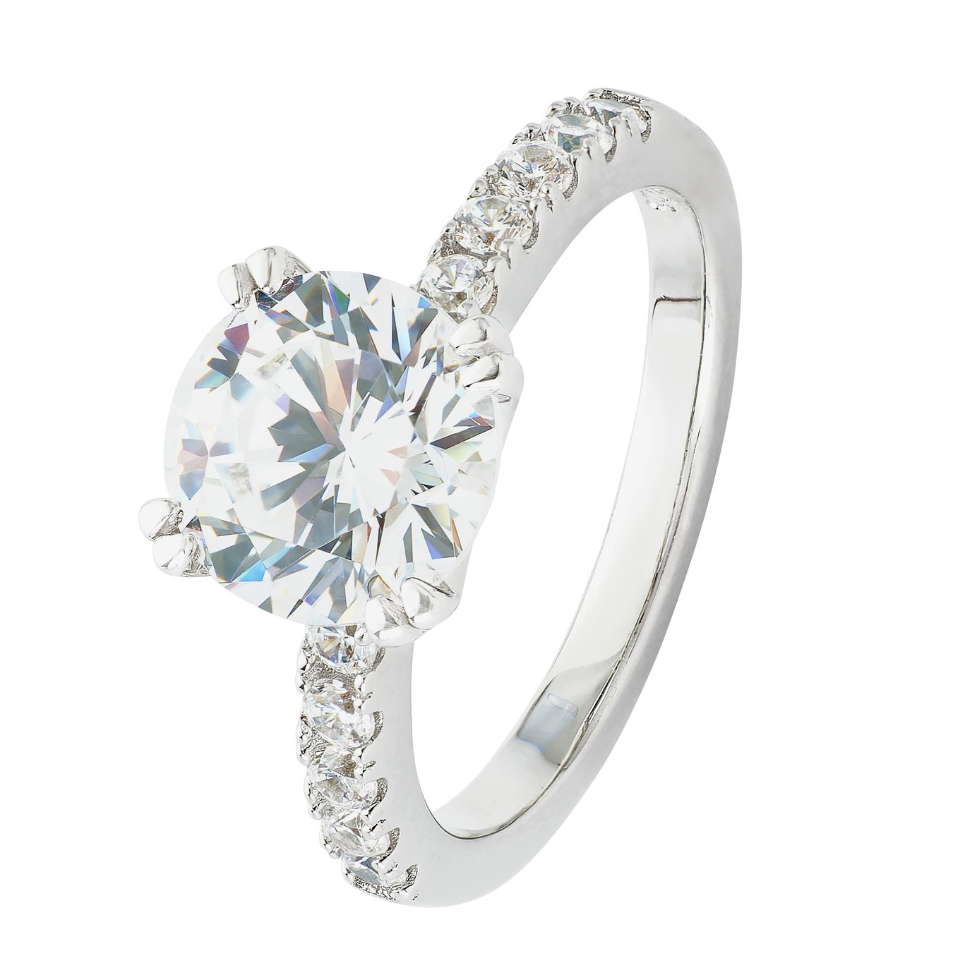 Revere Sterling Silver Cubic Zirconia Shoulder Ring