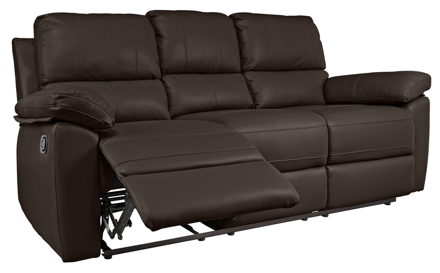 Argos Home Toby Faux Leather 3 Seater Recliner Sofa - Brown