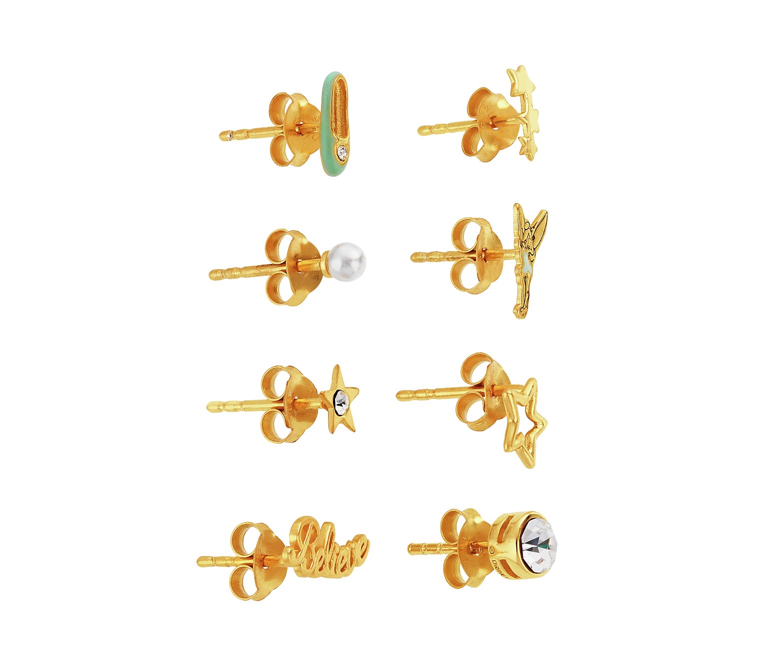 Disney Tinker Bell Crystal Set - Set of 8 Stud Earrings