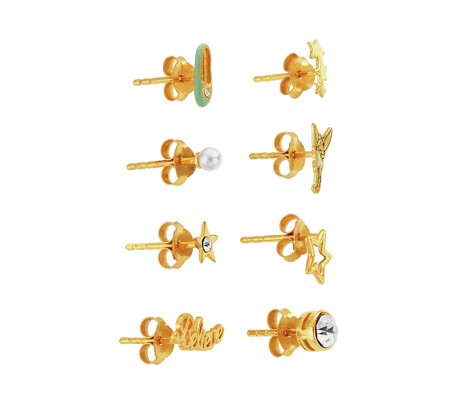 Disney Tinker Bell Gold Colour Set of 8 Individual Studs