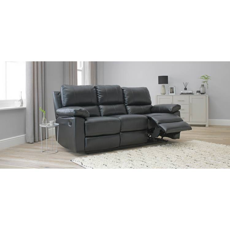 Argos Home Toby Faux Leather 3 Seater Recliner Sofa - Grey 0