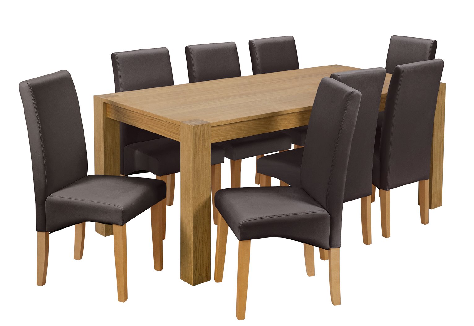 Argos Home Alston Oak Veneer Table and 8 Chairs - Chocolate