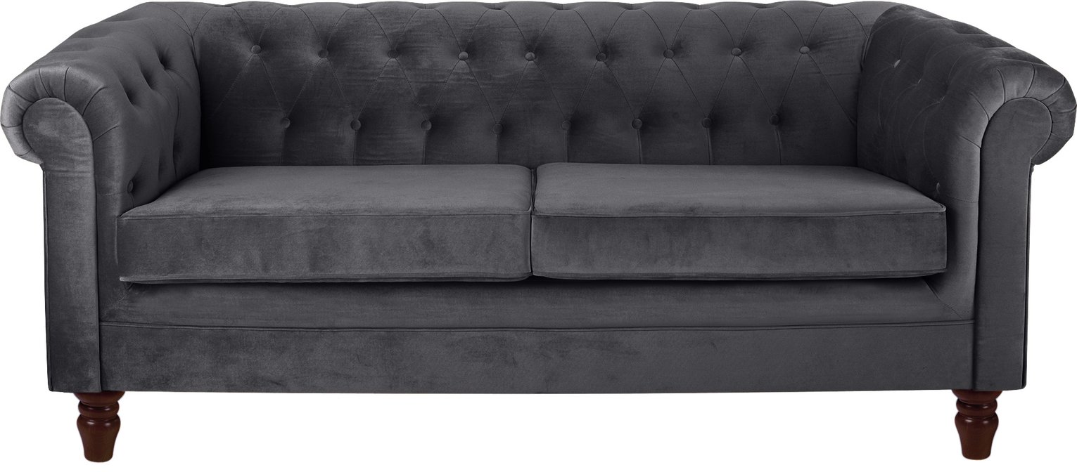 Argos Home Chesterfield 3 Seater Fabric Sofa - Charcoal