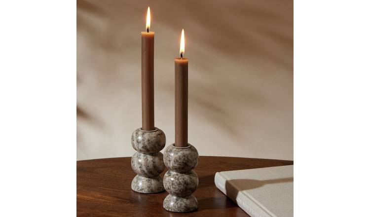 Habitat Marble Candle Holders - Set of 2