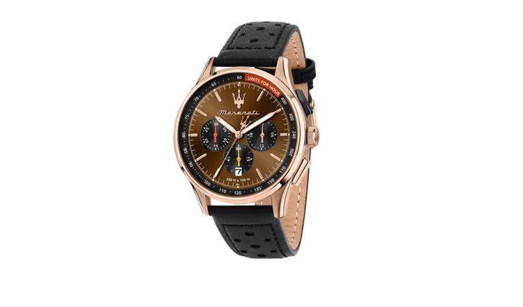 Maserati Sorpasso Men's Brown Dial Black Leather Strap Watch