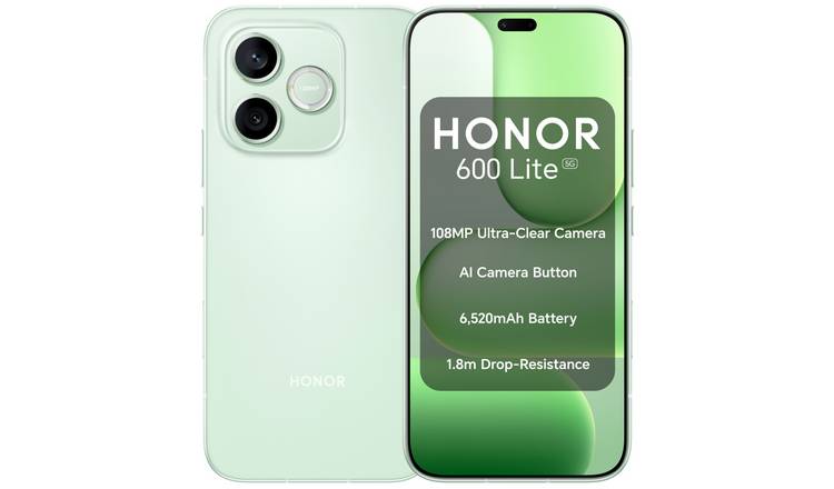 SIM Free HONOR 600 Lite 5G 256GB AI Mobile Phone - Sprout Green