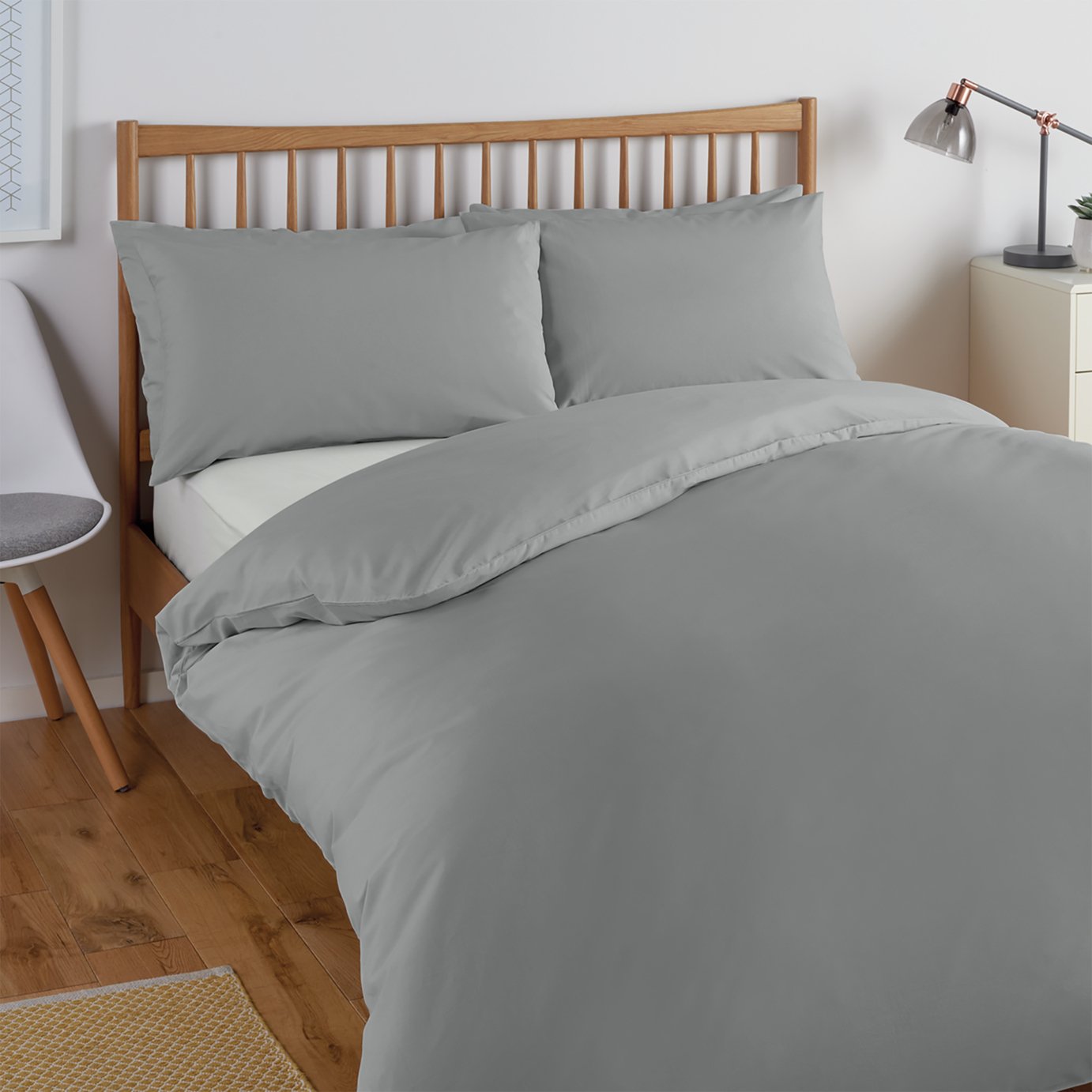 Habitat Cool Lyocell Cotton Dove Grey Bedding Set - Double
