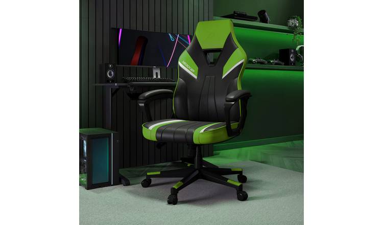 X Rocker Tempest Faux Leather Office Gaming Chair - Black And Green