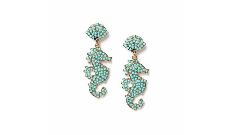 Freedom Beaded Seahorse Drop Earrings