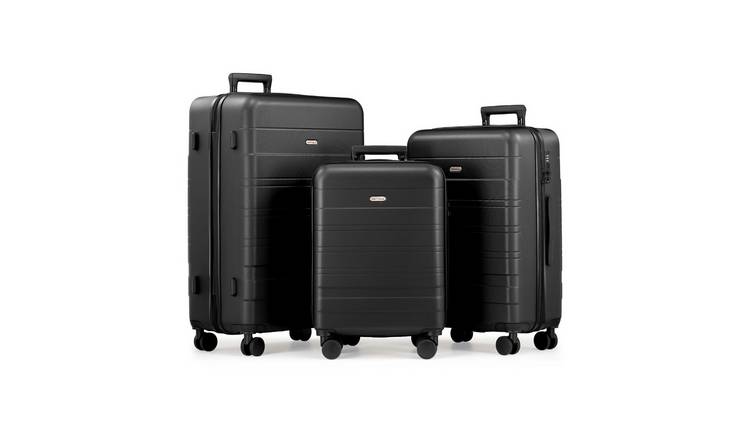 VonHaus 3pc 4 Wheel Hard Suitcase - Black