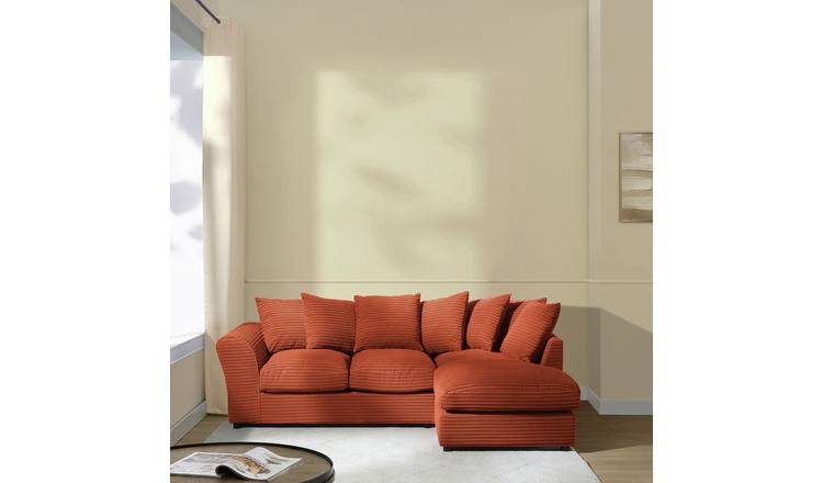Argos Home Harry Large Cord Right Hand Corner Chaise Sofa - Rust