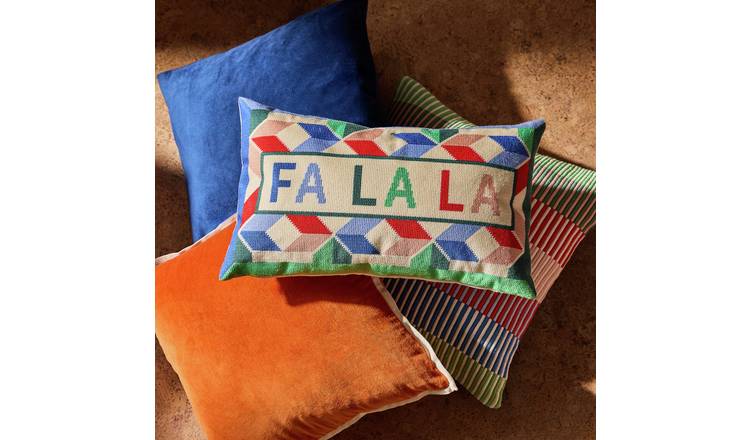Habitat Bright Falala Knitted Cushion Cream - 50x30cm