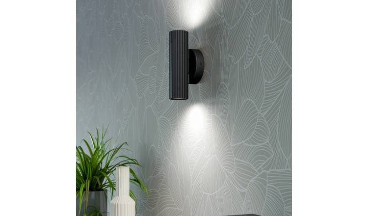 EGLO Portillo Metal 2 Uplight & Downlight Wall Light - Black