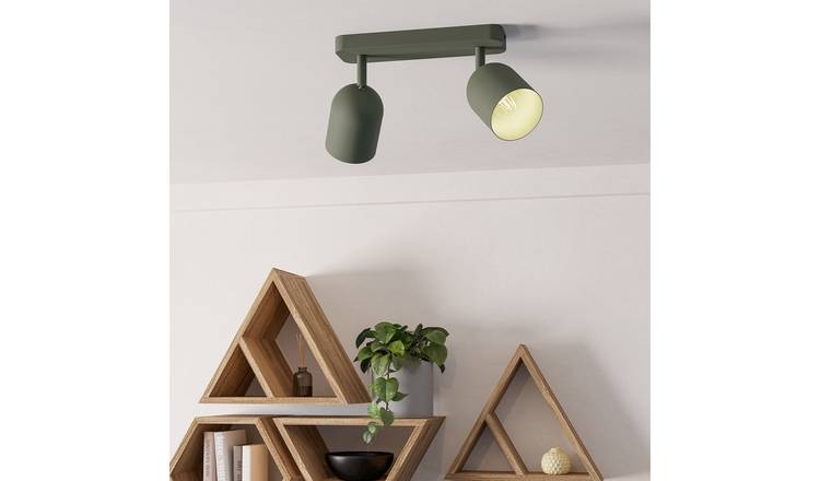 EGLO Tilston Steel 2 Light Spotlight - Green
