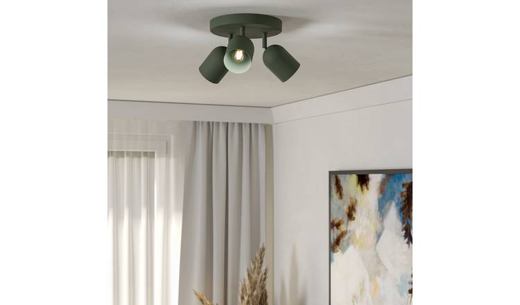 EGLO Tilston Steel 3 Light Spotlight - Green