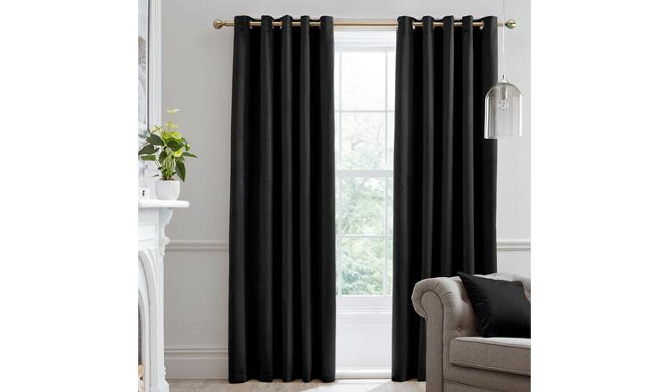 Laurence Llewelyn-Bowen Montrose Blackout Eyelet Curtains - Black - 117x183cm