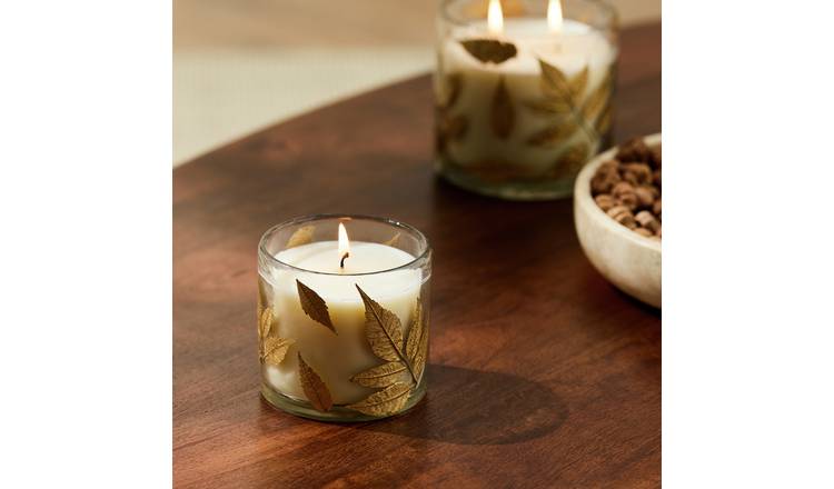 Argos Home Floral Pressed Small Glass Candle - Autumn Spice
