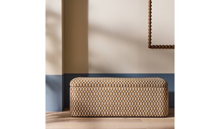 Habitat Vinny Fabric Ottoman - Khaki
