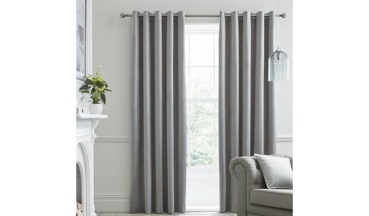 Laurence Llewelyn-Bowen Montrose Blackout Eyelet Curtains - Silver - 168x183cm