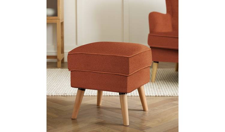 Habitat Callie Velvet Footstool - Rust