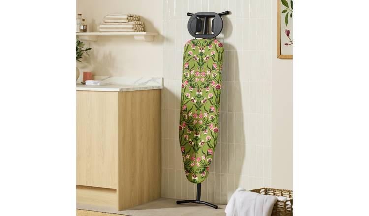 Argos Home Woodblock Floral 110 x 34cm Ironing Board Cover - Green
