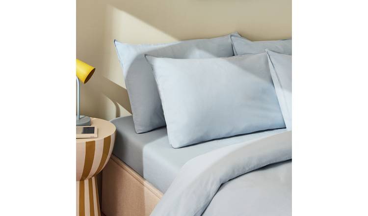 Habitat Cotton Washed Plain Blue Pillowcase Pair