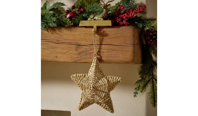 Argos Home Country Woven Seagrass Star Hanging Christmas Ornament