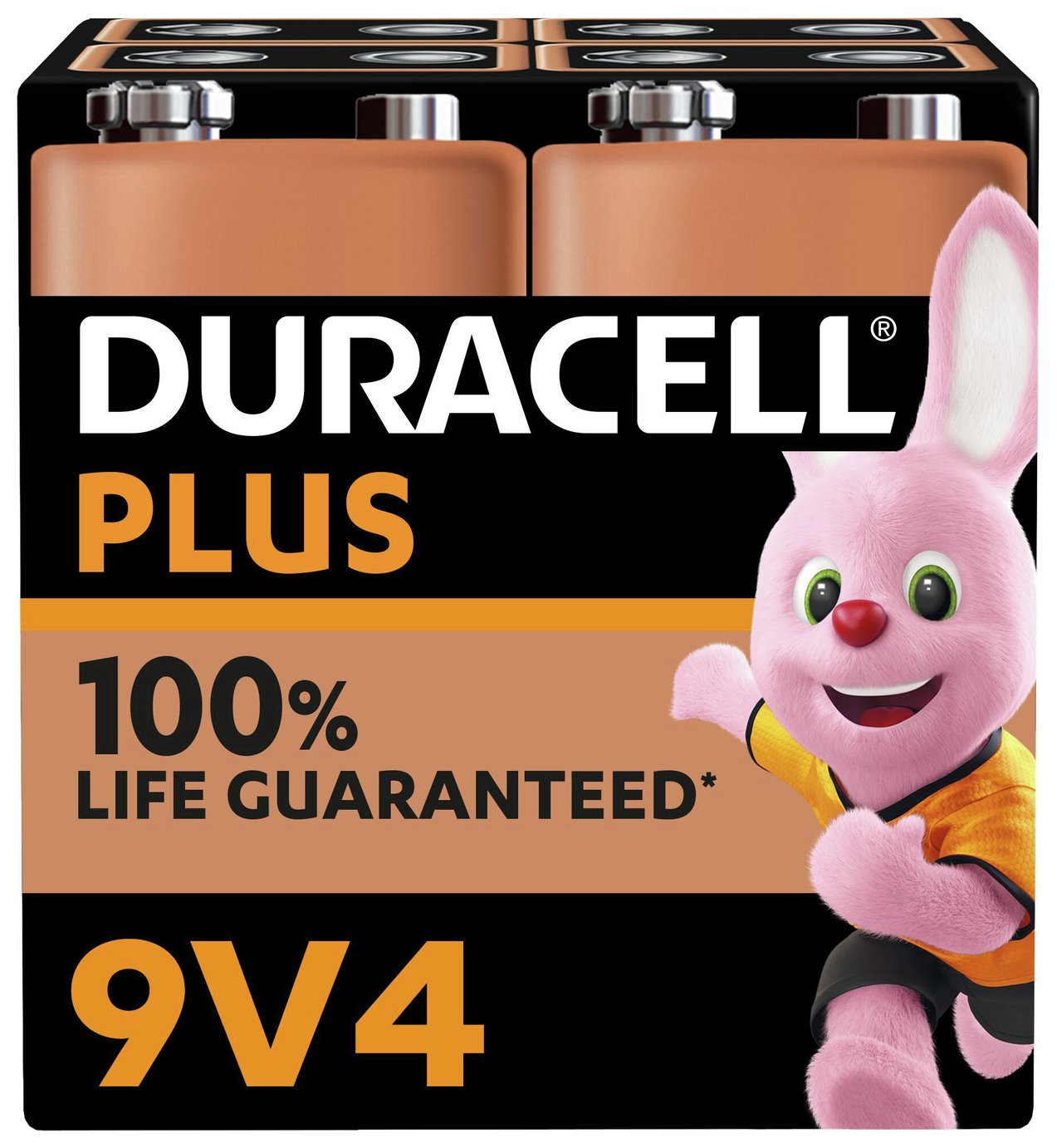 Duracell Plus 9V Alkaline Batteries - Pack of 4