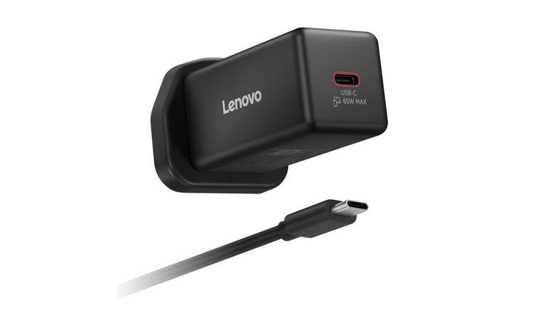 Lenovo 65W Mini USB-C GaN Laptop Charger with 2m USB-C Cable - Black