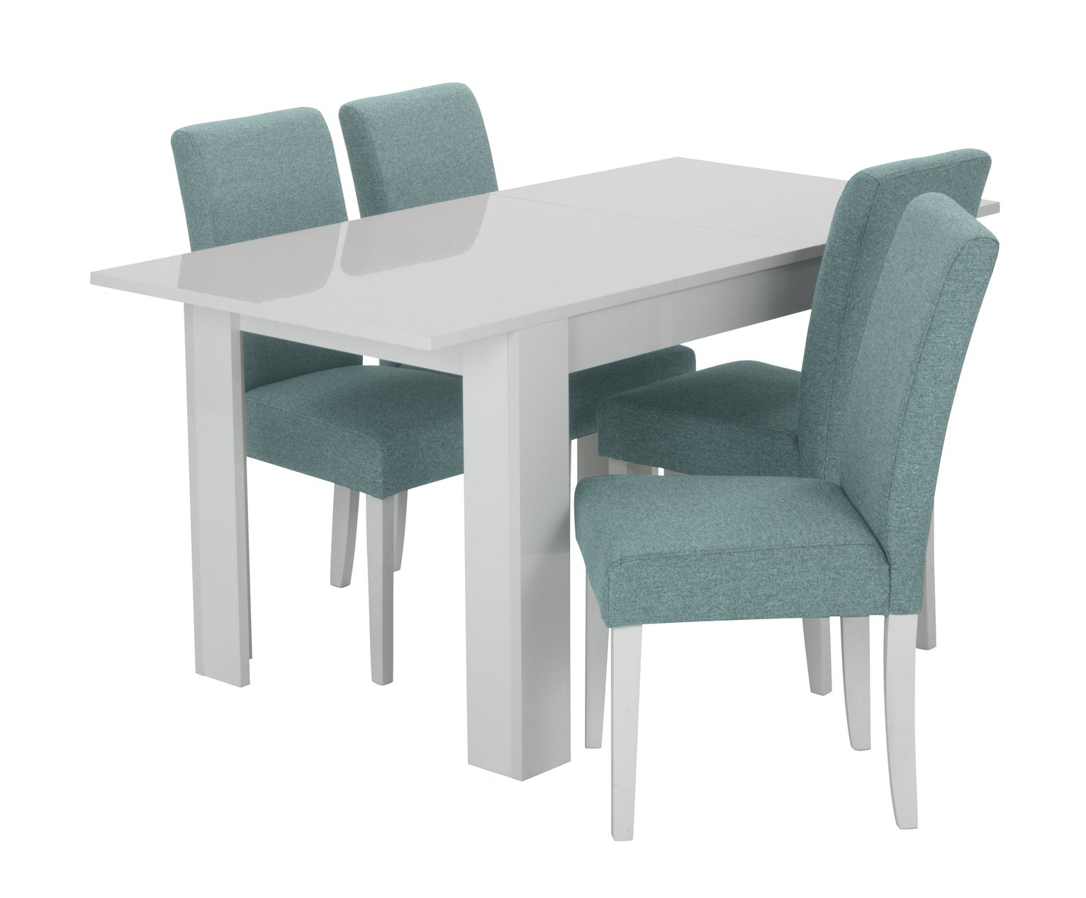 Argos Home Miami Gloss Extending Table & 4 Tweed Chair -Teal Review