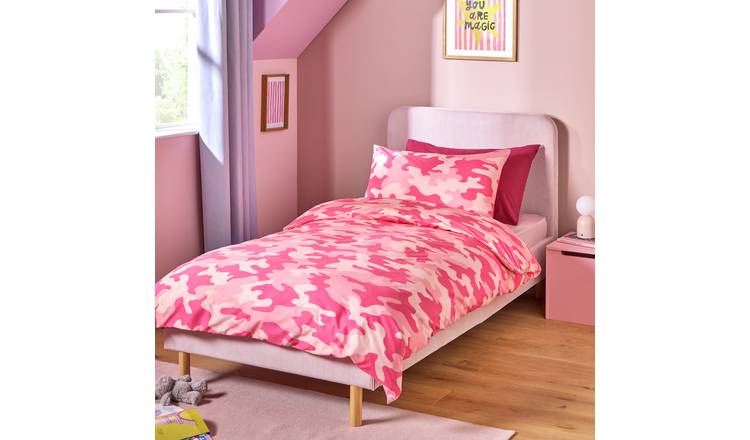 Argos Home Kids Pink Camo Bedding Set - Double