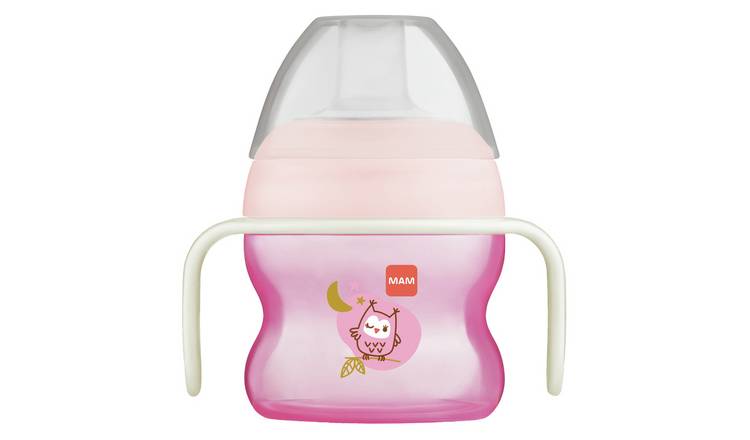 MAM 150ml Baby First Starter Cup Night Glow With Handles - Pink