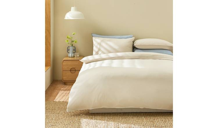 Habitat Washed Stone Cotton Plain Beige Bedding Set - Single