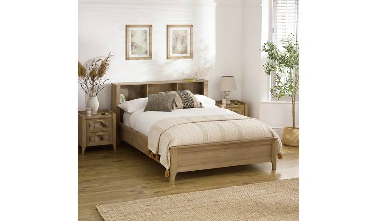 Julian Bowen Sydney Double Rattan Bed Frame - Oak Effect