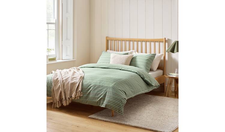 Argos Home Gingham Green Bedding Set - Single