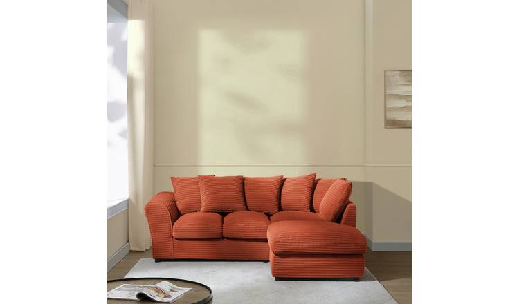 Argos Home Harry Cord Right Hand Corner Chaise Sofa - Rust