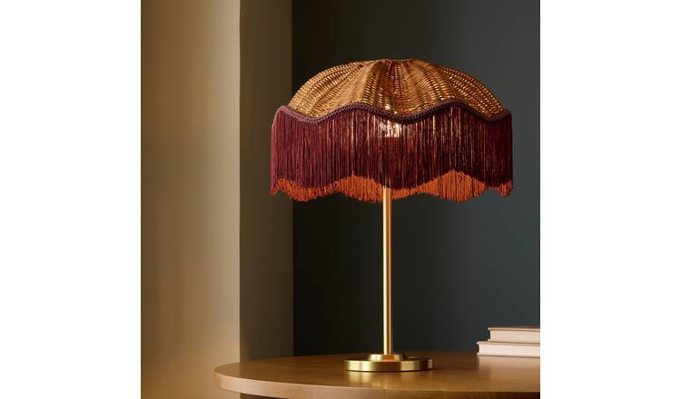 Habitat Gracey Rattan Fringed Table Lamp