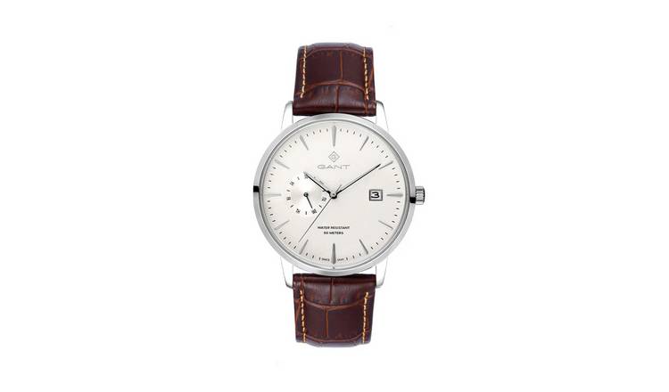 Gant East Hill Men's White Dial Brown Leather Strap Watch