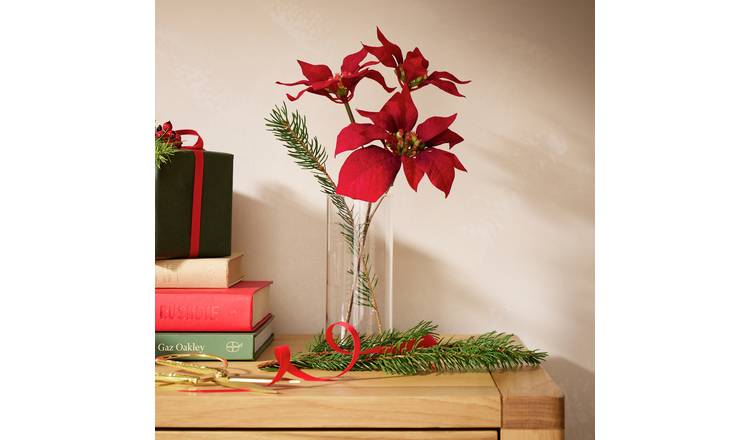 Argos Home Red Pointsettia Christmas Country Pick