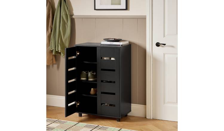 Argos Home Tallo Slatted Shoe Cabinet - Black