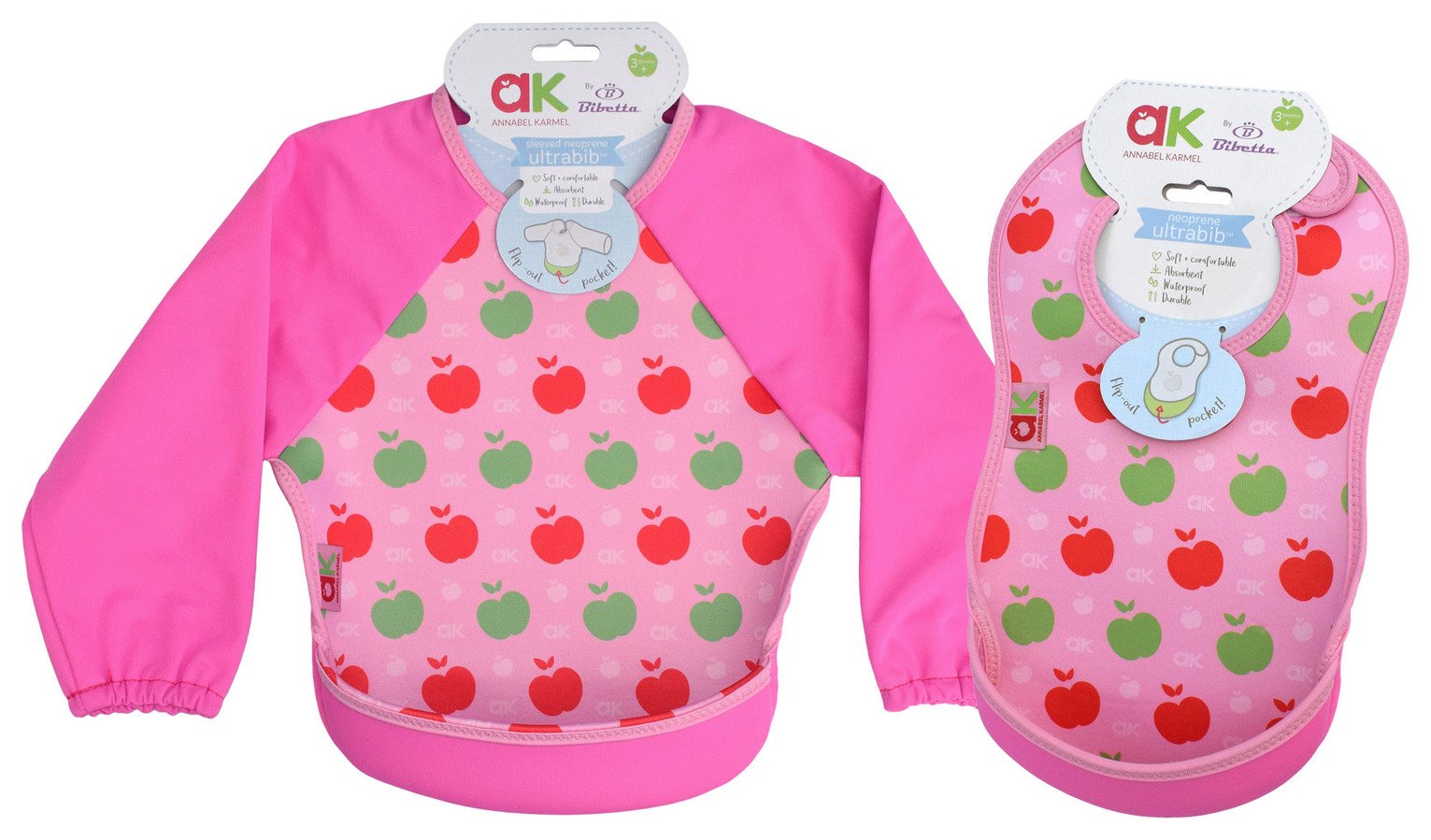 Bibetta Annabel Karmel Pink Bib with Sleeves - 2 Pack