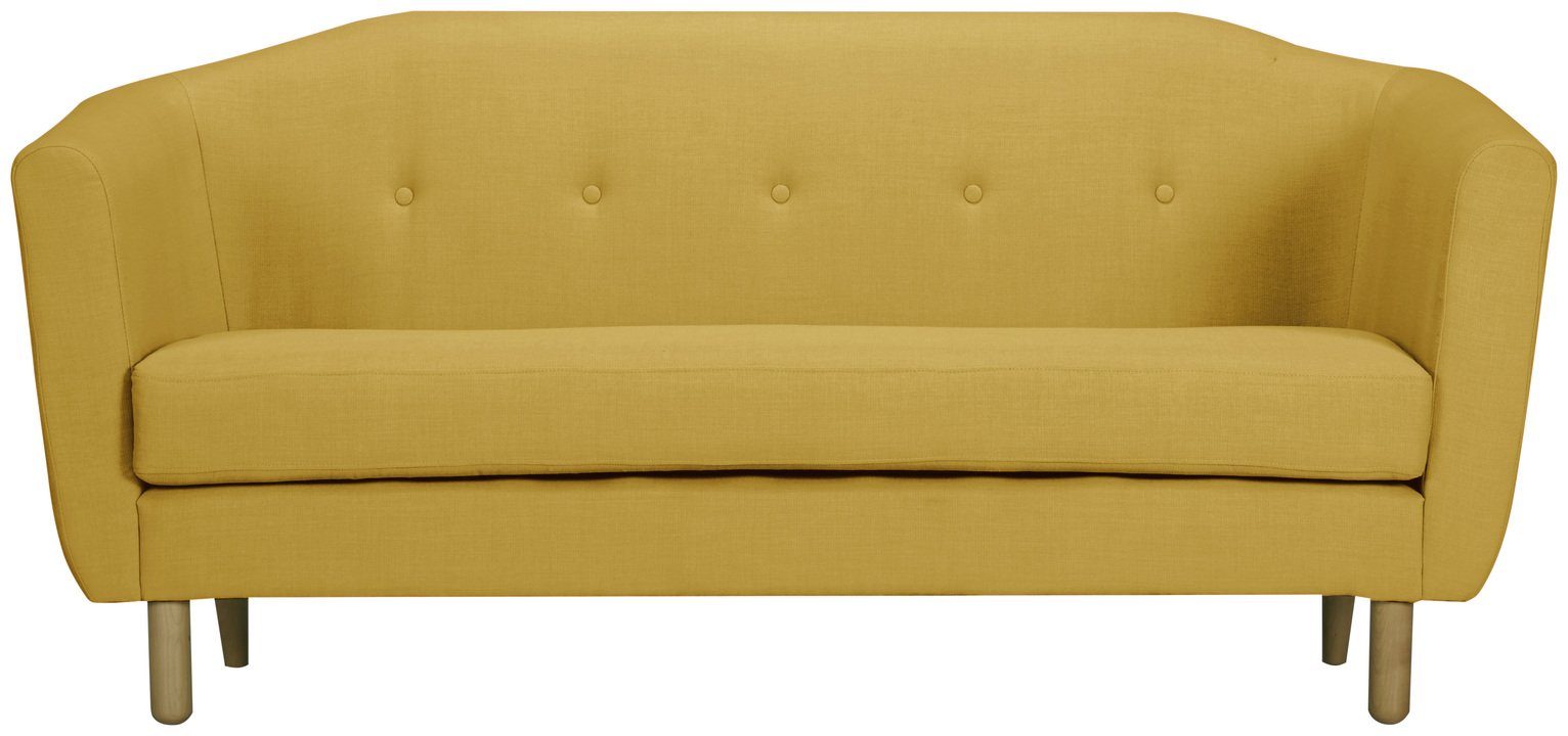 Argos Home Elin 3 Seater Fabric Sofa - Yellow