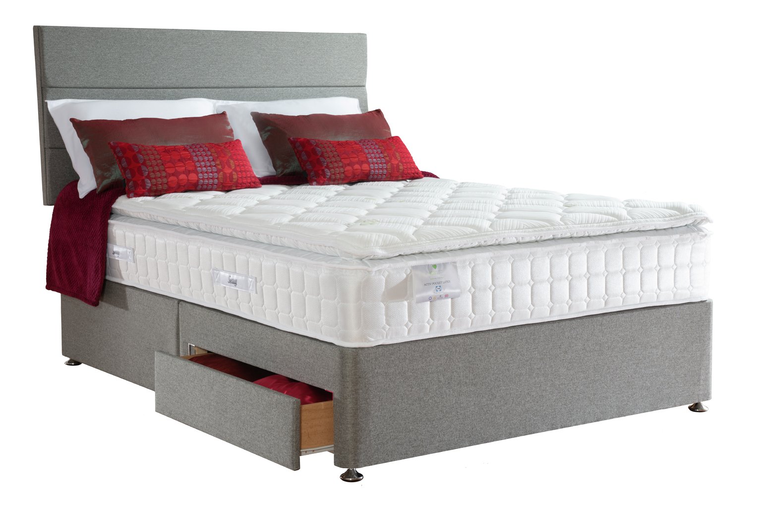 Sealy Posturepedic 1400 Pocket Latex 2 Drawer Kingsize Divan at Argos